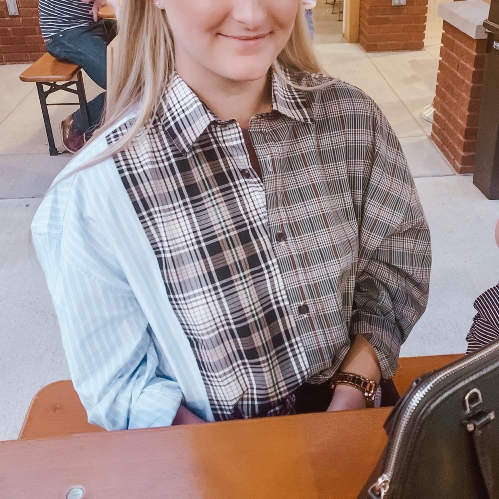 Collusion Plaid and Stripe Shirt